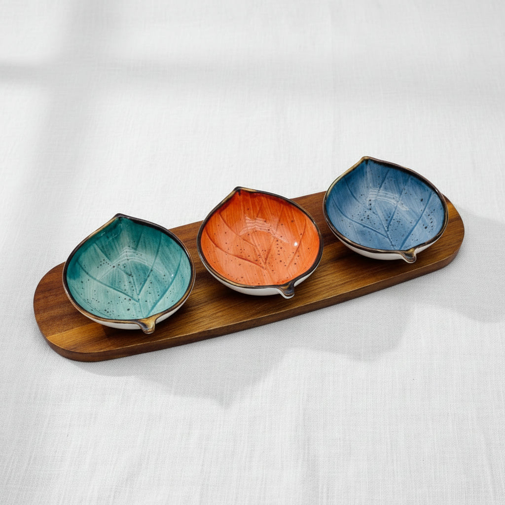 Ceramic Bowl Set with Tray