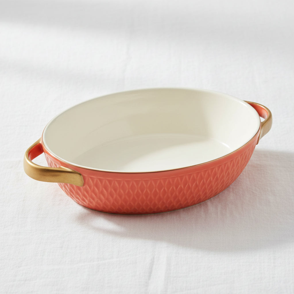 Oval Dish with Gold Handles