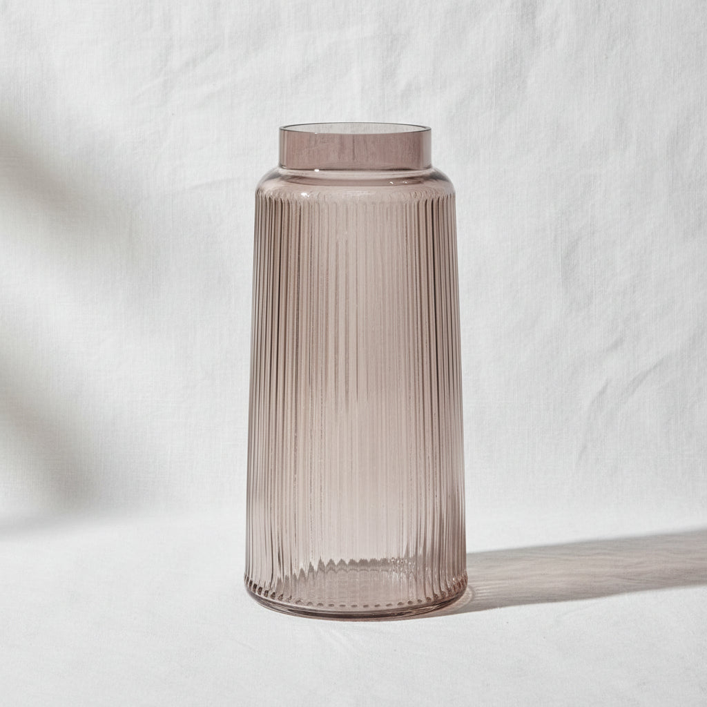 Ribbed Cylindrical Vase
