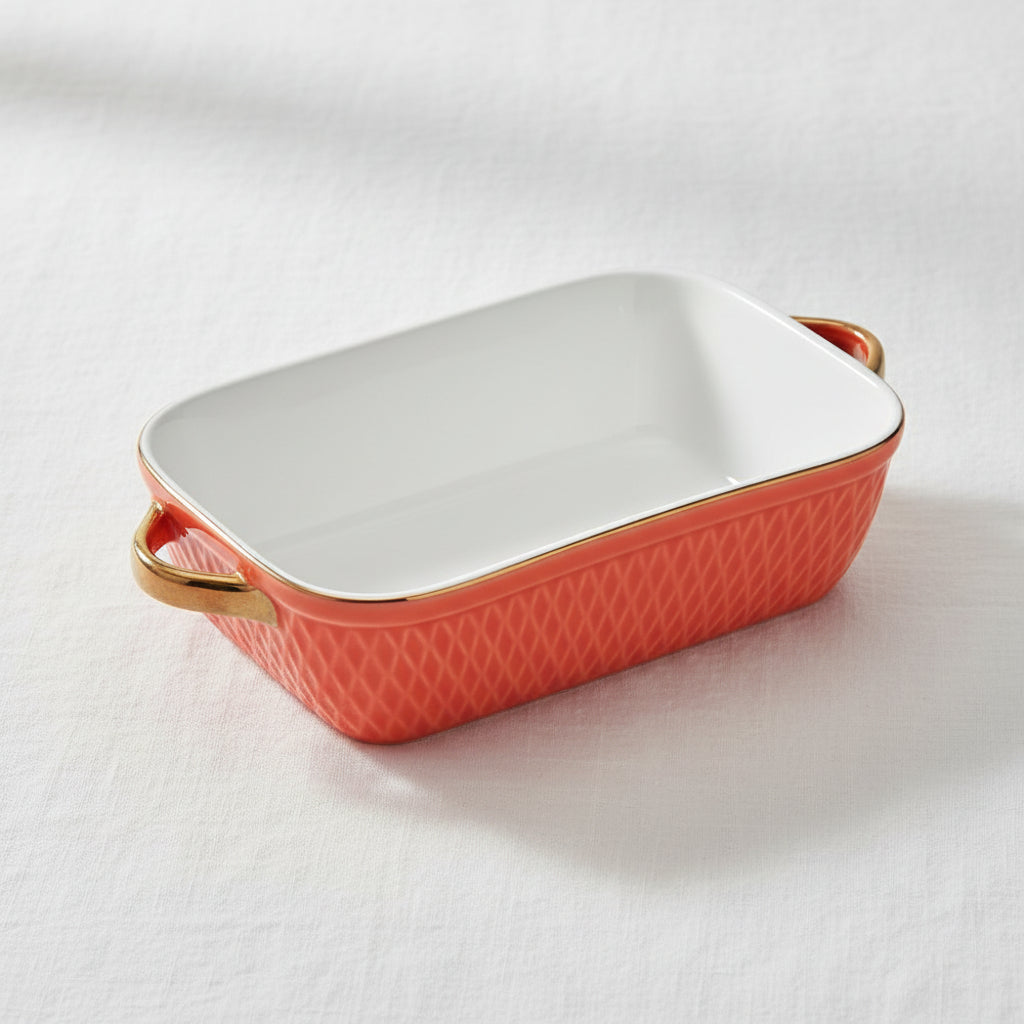 Rectangular Baking Dish with Gold Handles