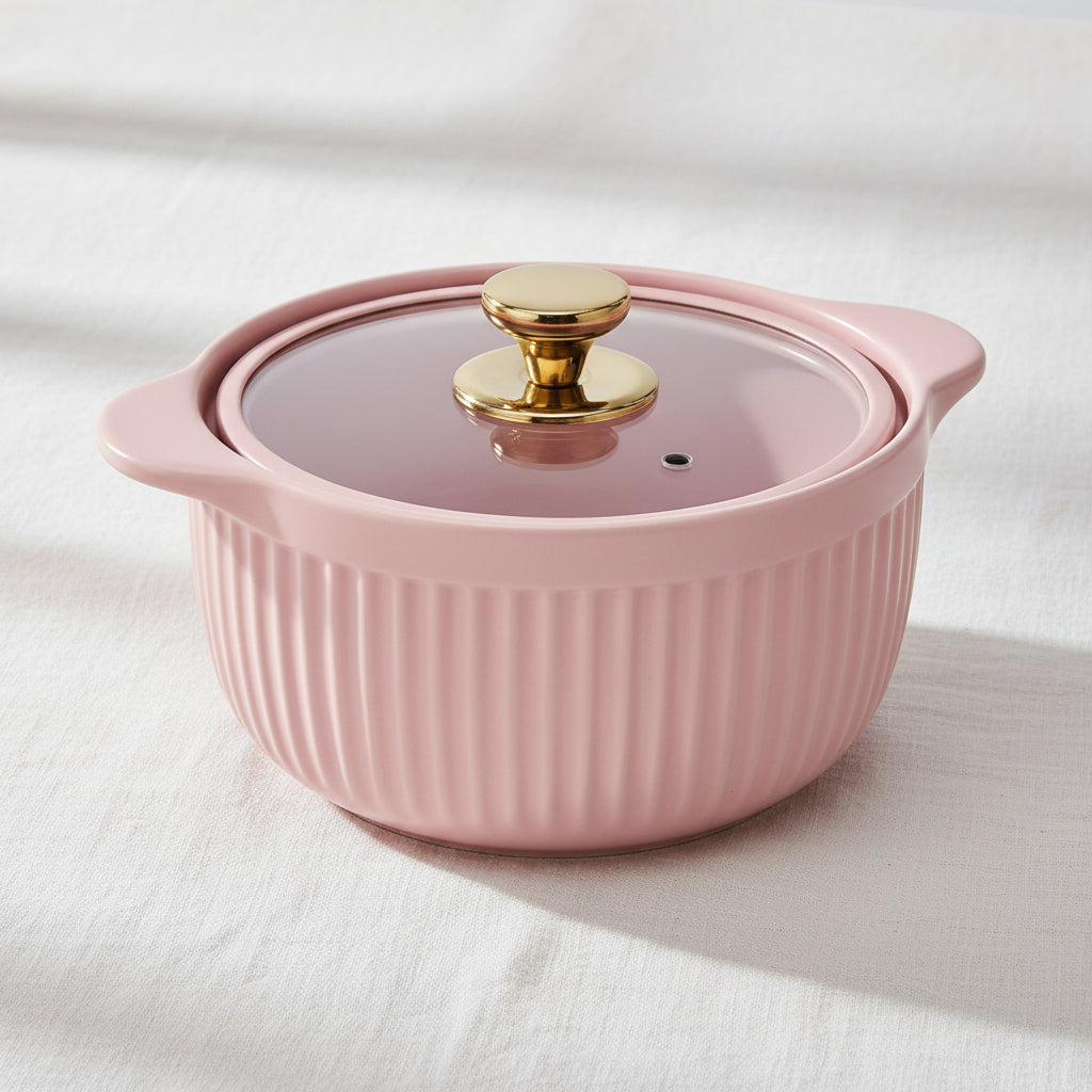 Ribbed casserole with lid