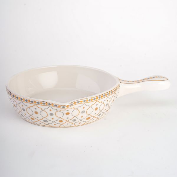 Single-handled circular serving bowl