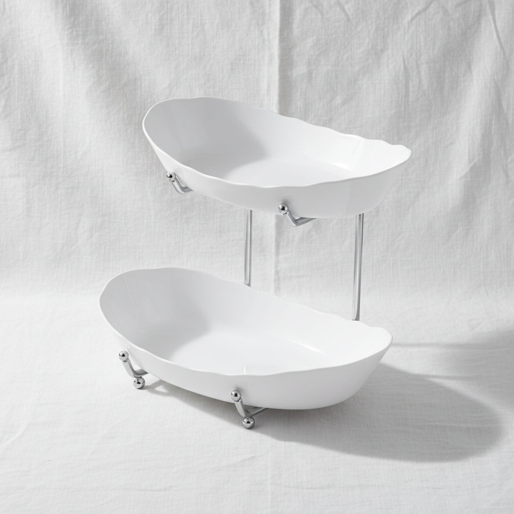 Freeform two - bowl stand