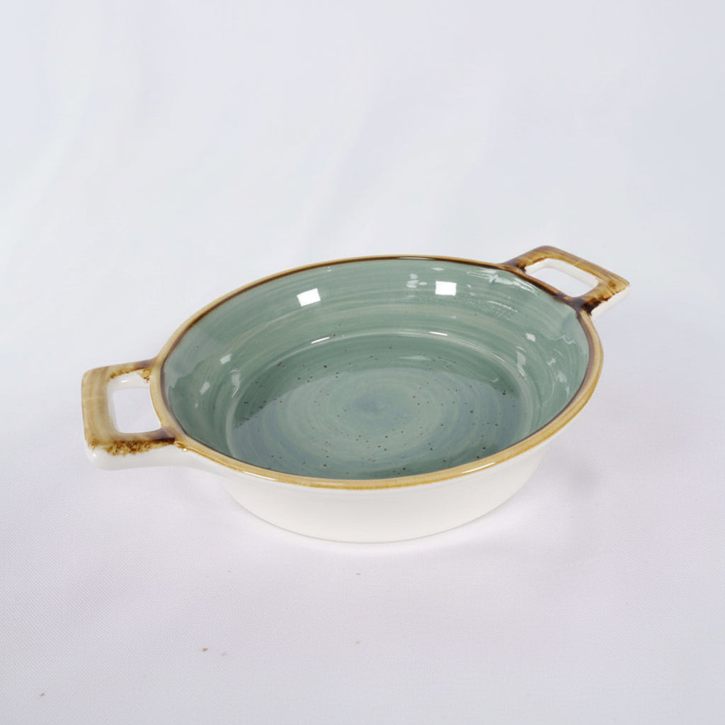 Round handled serving bowl